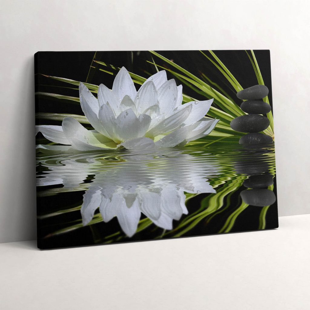 Seerose und Blätter – Leinwandbild Wandbild – 80x60 cm – Leinwandbilder – Wandbilder – Schlafzimmer – Flur