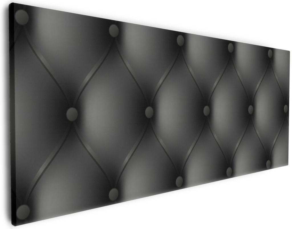 Wallario Premium Leinwandbild Schwarze Ledertür in Größe 50 x 125 cm