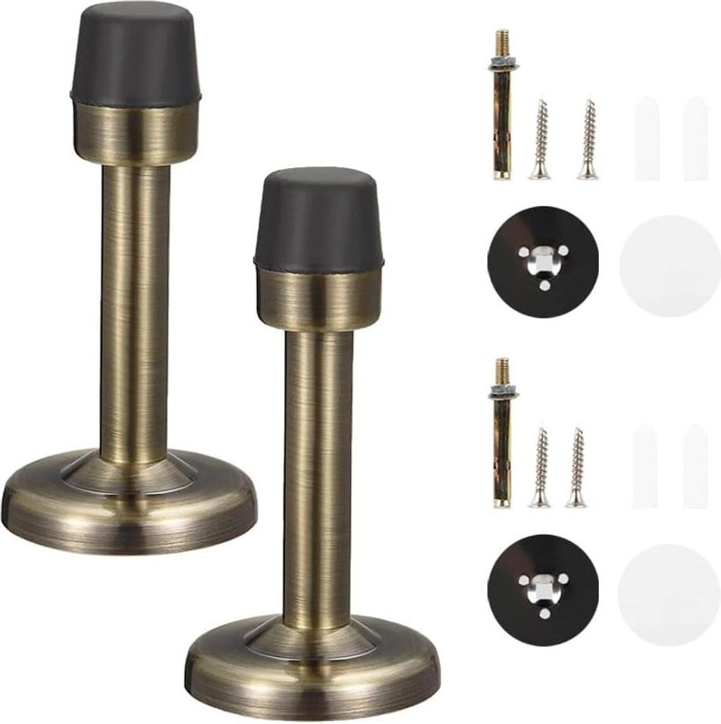 2 Stück bronzefarbene Edelstahl-Türstopper mit Gummipuffer für Geräuschdämpfung