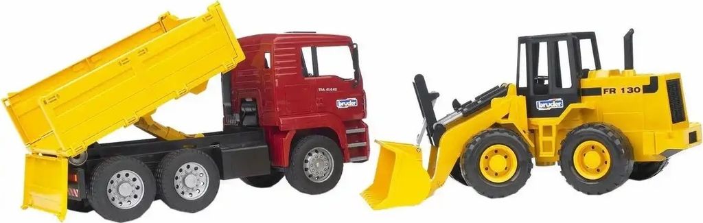 bruder 02752 - Man TGA Kipplastwagen mit Gelenkradlader Produktbild 