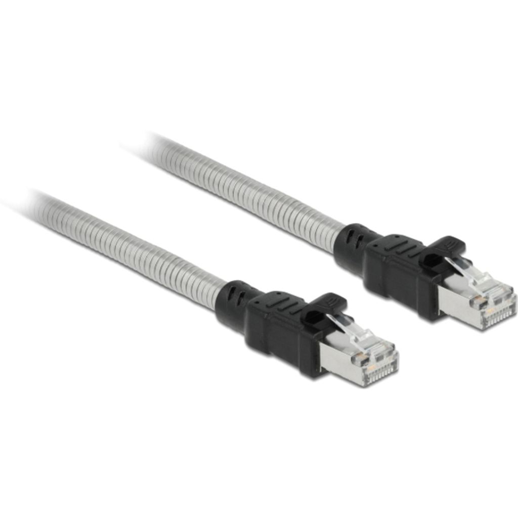Delock - Patch-Kabel - RJ-45 (M) zu RJ-45 (M) - 5 m - 7.8 mm - U/FTP - CAT 6a - halogenfrei, geformt, ohne Haken - Silb