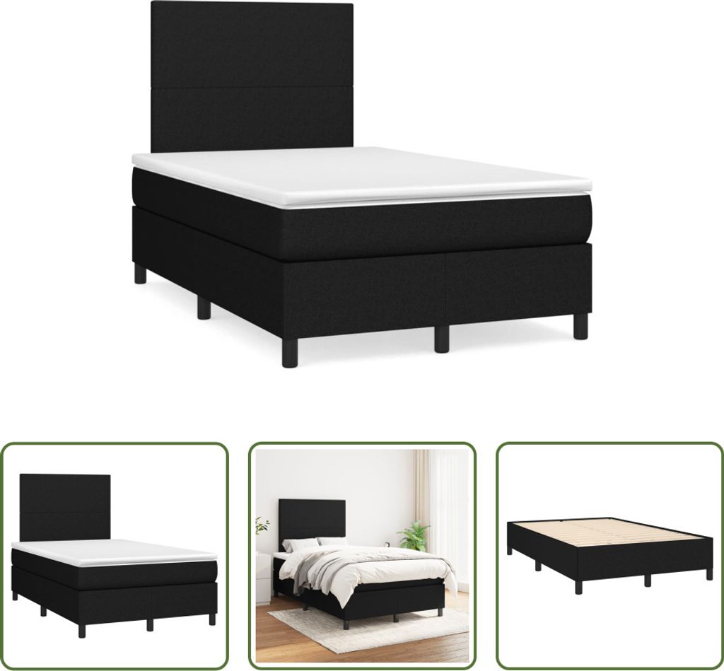 The Living Store Boxspringbett mit Matratze Schwarz 120x190 cm Stoff