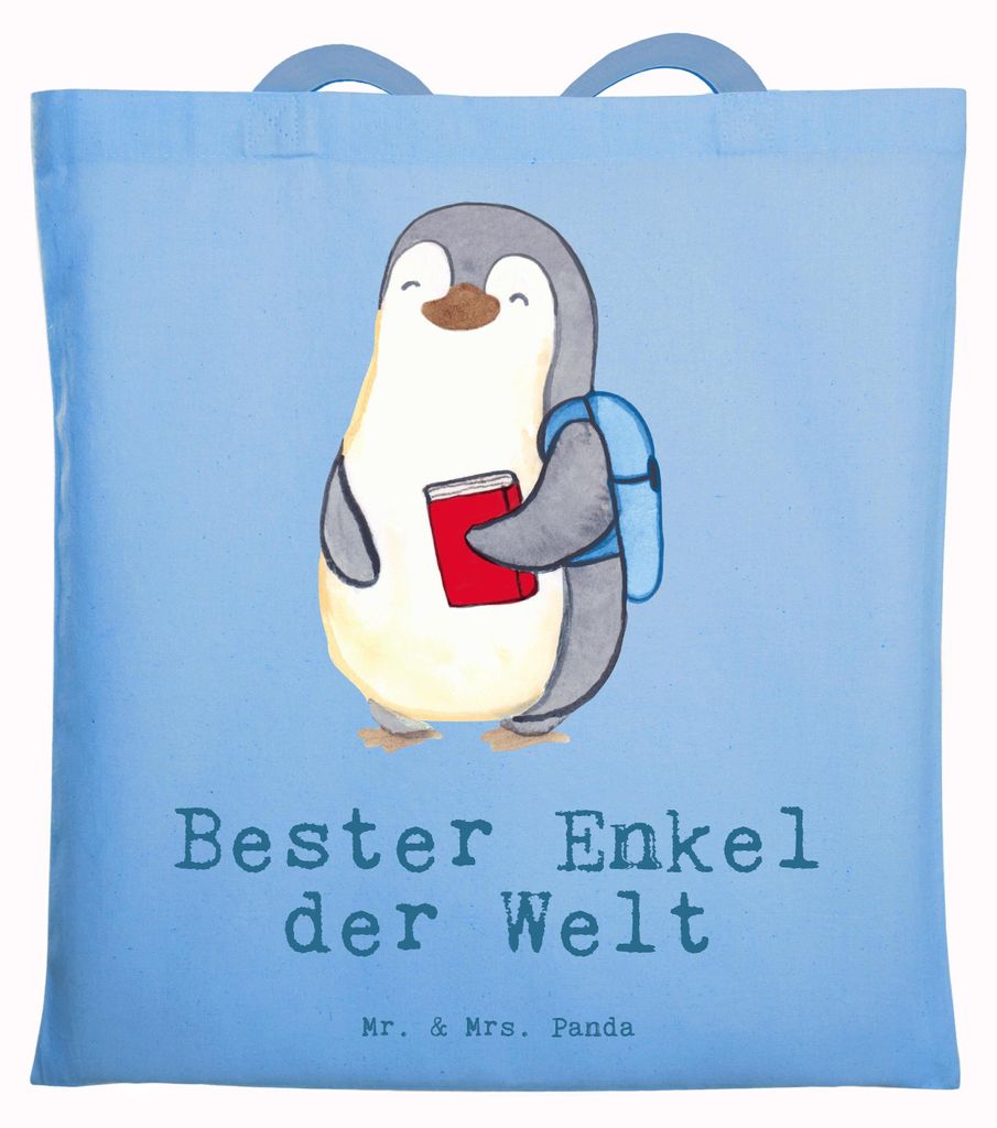 Mr. & Mrs. Panda einkaufsshopper Pinguin Bester Enkel der Welt - Sky Blue - Geschenk, Jutebeutel, Enkelsohn, Tote Bag, Laptoptasche, Shopping Tasch...
