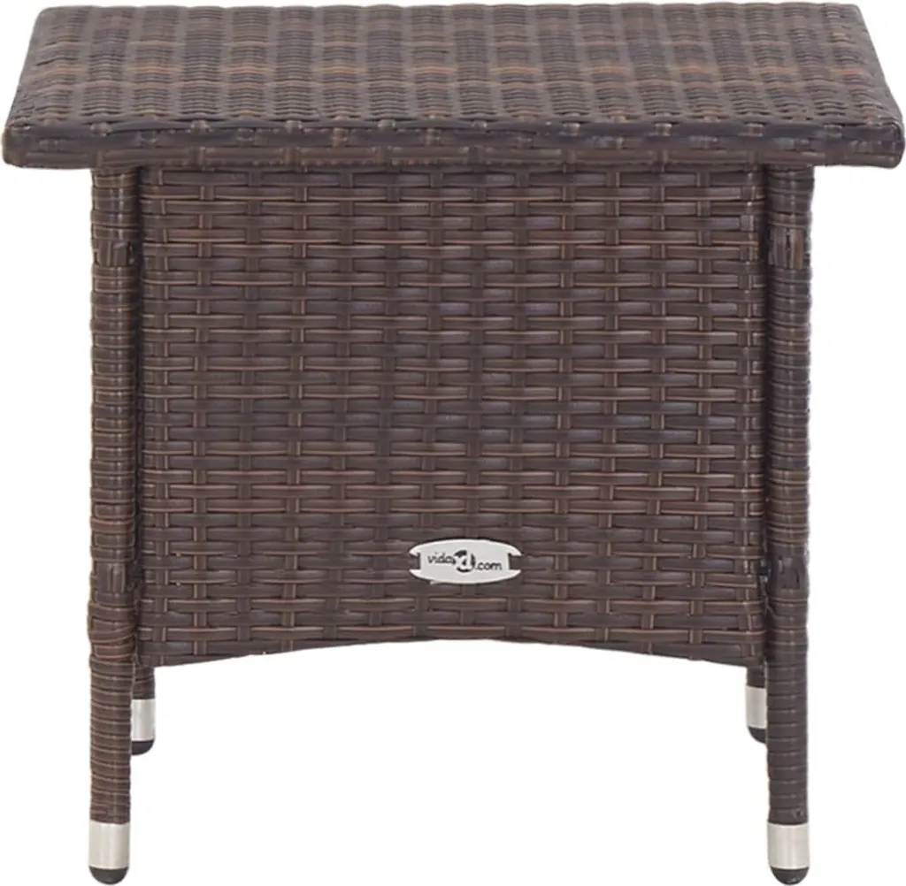 Table d'appoint résistante en résine tressée marron format carré 50x50 cm - 2