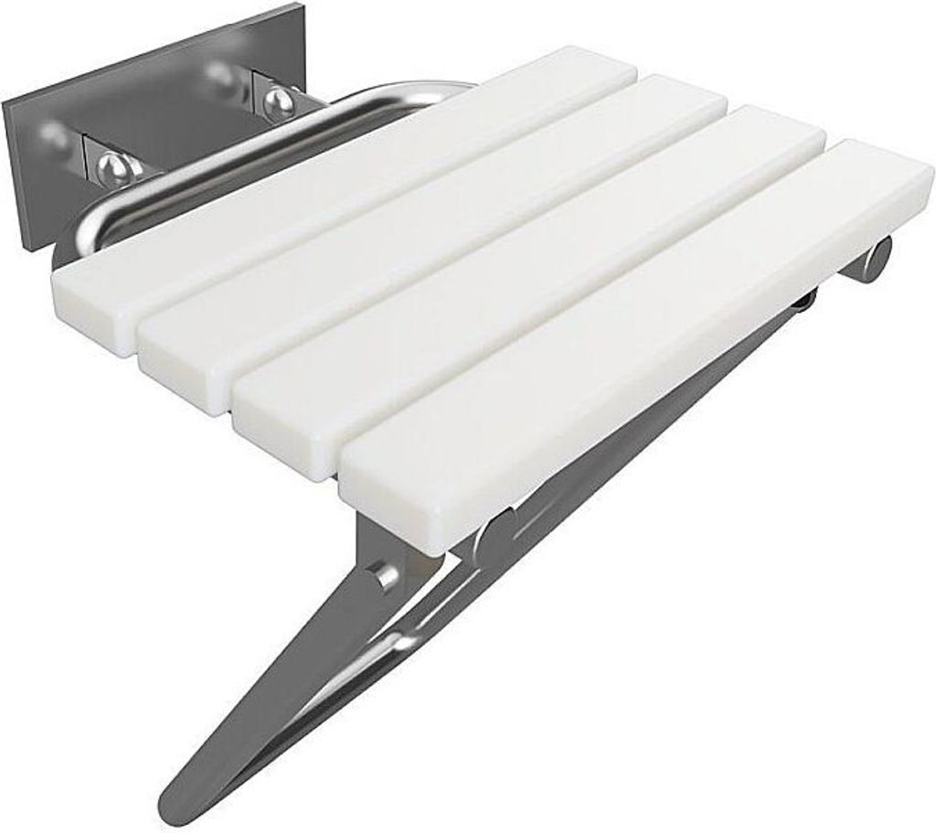 BELP Duschklappsitz Edelstahl Kunststoff gebürstet mit Abdeckung 440x460x450 mm, 200 kg Traglast für Bad & WC >> zum Bohren