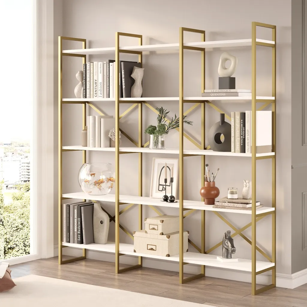 Grande Bibliothèque Blanche Design et Étagère de Rangement Skye Decor