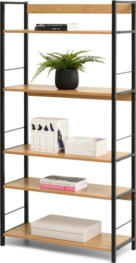 Étagère bois et métal AUSEL - Style scandinave industriel chêne noir