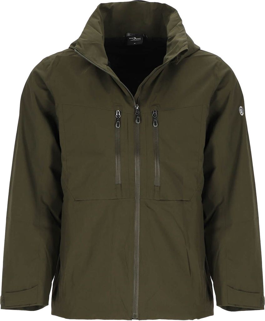 Blue Wave Herren Funktionsjacke Nick mit abnehmbarer Kapuze - Wasserdichte Outdoor-Jacke winddicht und atmungsaktiv in Oliv Größe 6XL