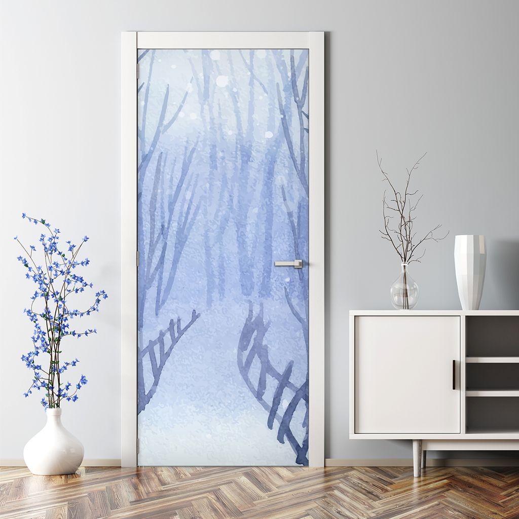 Dekorative Abnehmbarer Wandsticker Tapete Türtapete selbstklebend Winterlandschaft 85 x 200 cm