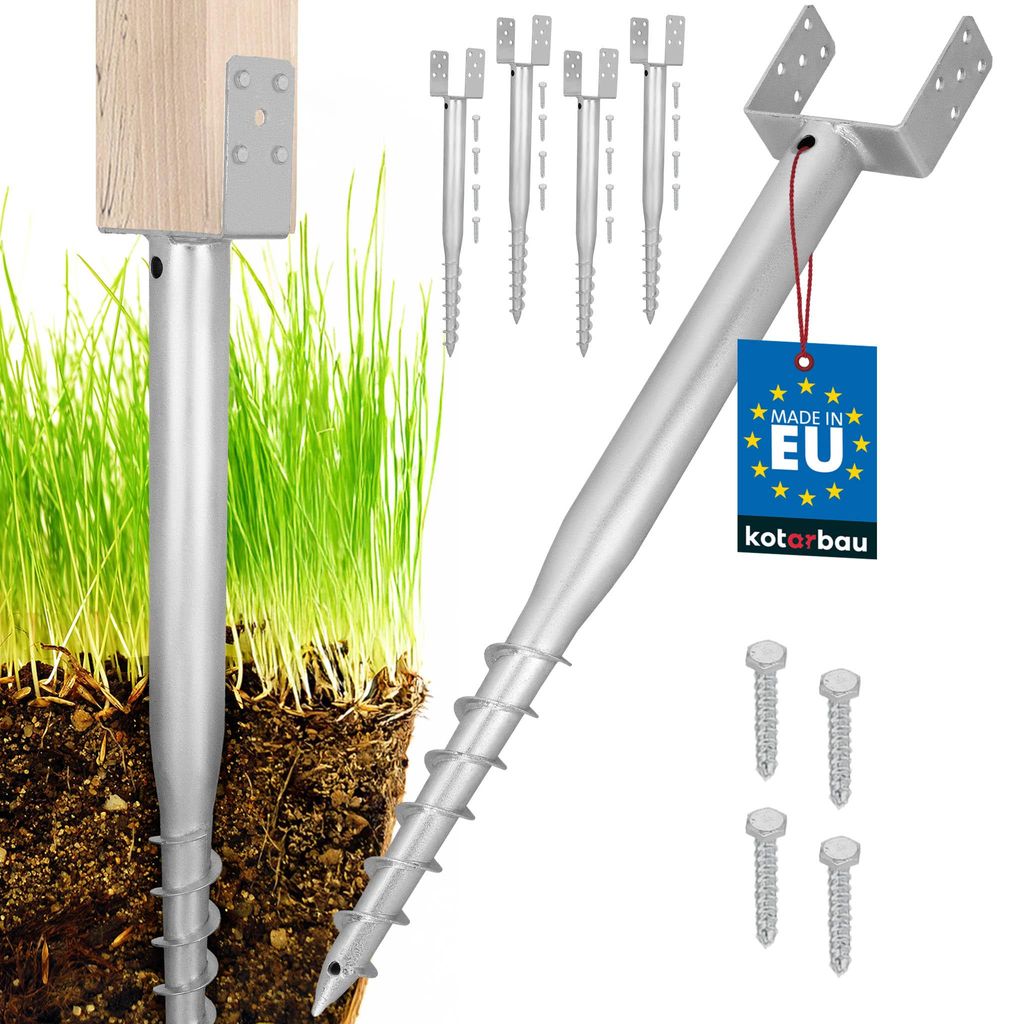 KOTARBAU® Lot de 4 supports de poteau à visser, dimensions Image du produit 