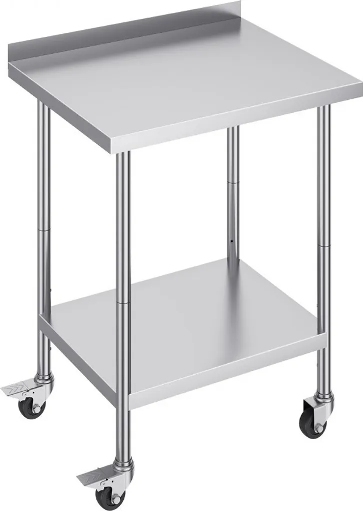 Table de travail inox 610x762mm à roulettes - Usage pro intensif