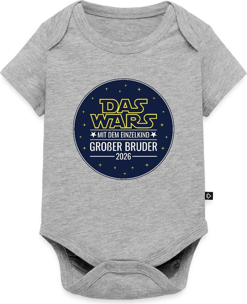 Spreadshirt Das wars mit dem Einzelkind Grosser Bruder 2026 Kurzarm Tages Baby Body, 56 (0-2 M.), Grau meliert