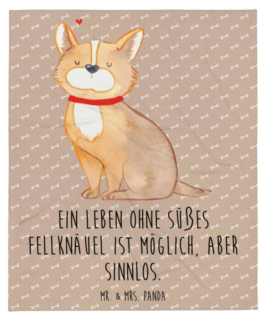 Mr. & Mrs. Panda Tagesdecke Hund Glück - Hundeglück - Geschenk, Decke, glücklich, Kunstfelldecke, Herz, Spruch, Sprüche, Plaid, Kuscheldecke, C...