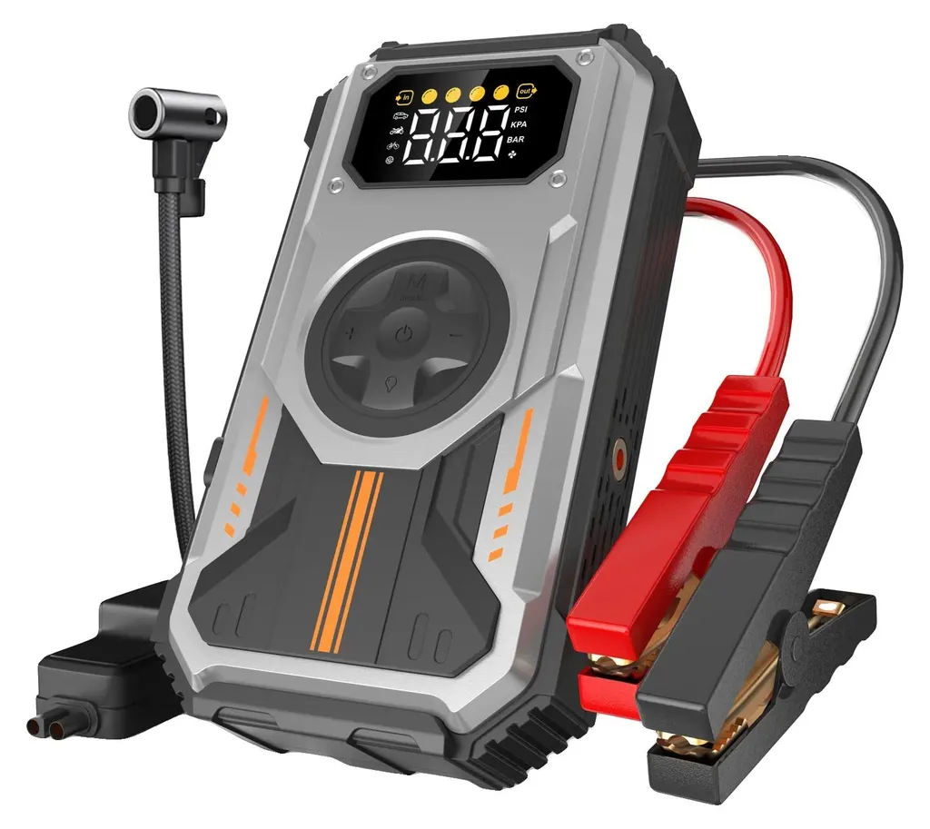 Kit de secours automobile 6000A compresseur d'air 150 PSI 12V Noir