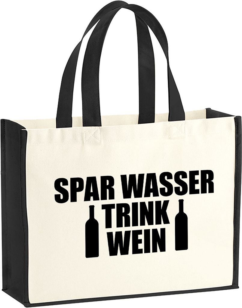 Huuraa Jutetasche Spar Wasser Trink Wein Weinflasche 21 Liter Black Jute und Baumwolle Einkaufstasche Geschenkidee