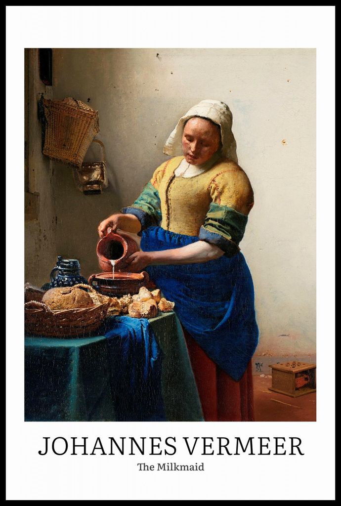 Plakat 61x91,5cm Design Die Milchmagd, Vermeer Vintage für das Wohnzimmer