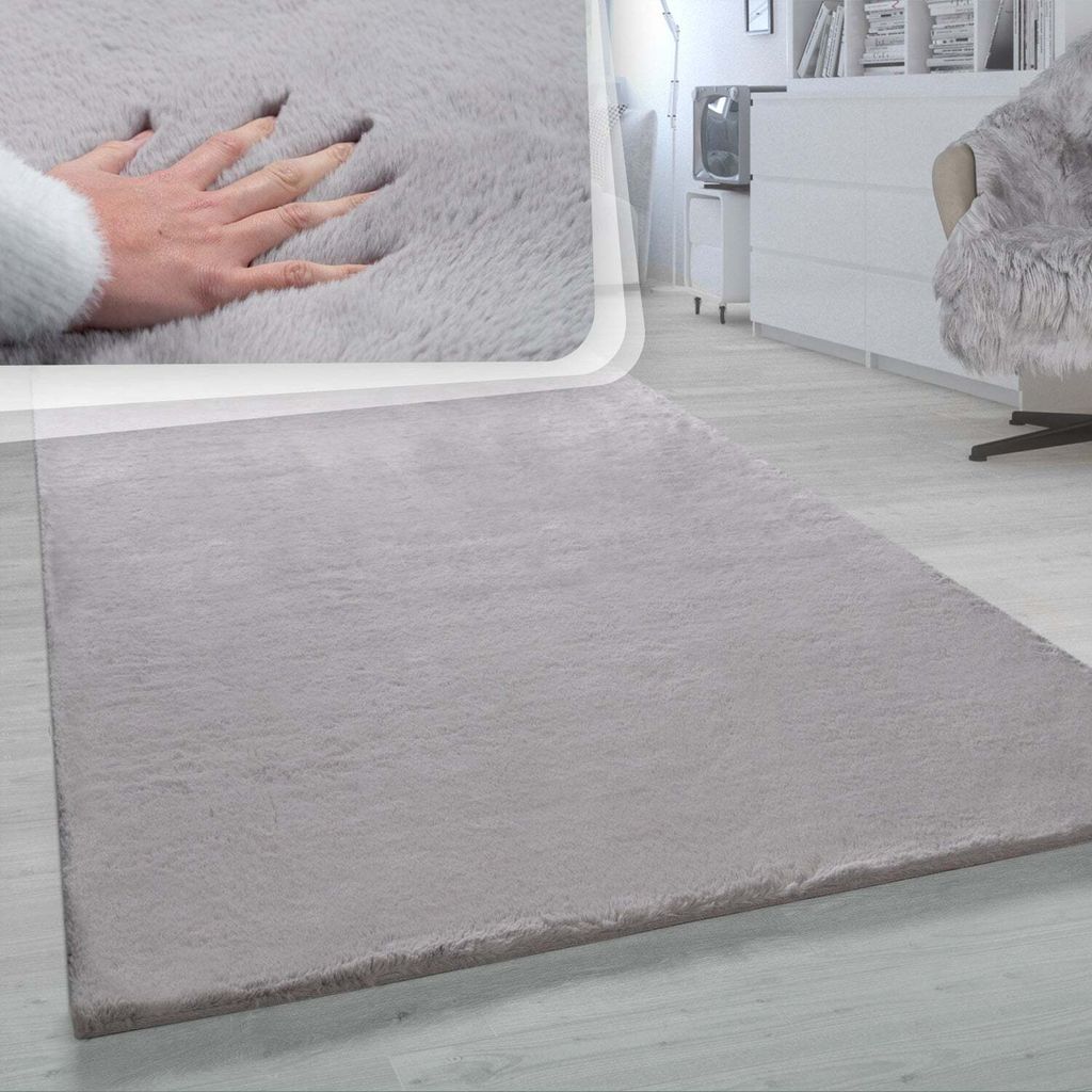 Hochflor Teppich Für Wohnzimmer Softes Kaninchenfell Imitat Produktbild 