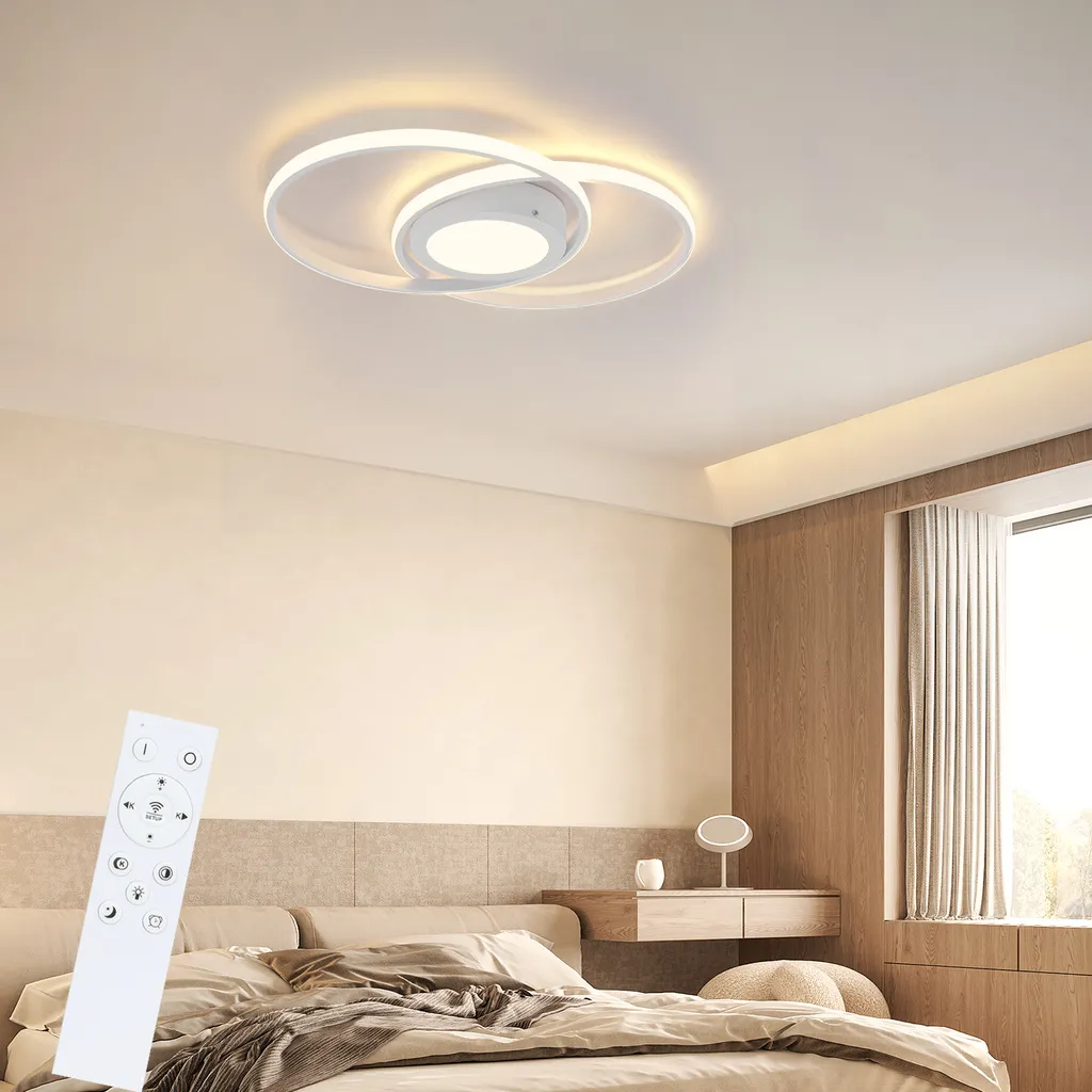 ZMH Plafonnier LED 48W Blanc Dimmable Rond 47cm avec Télécommande Salon
