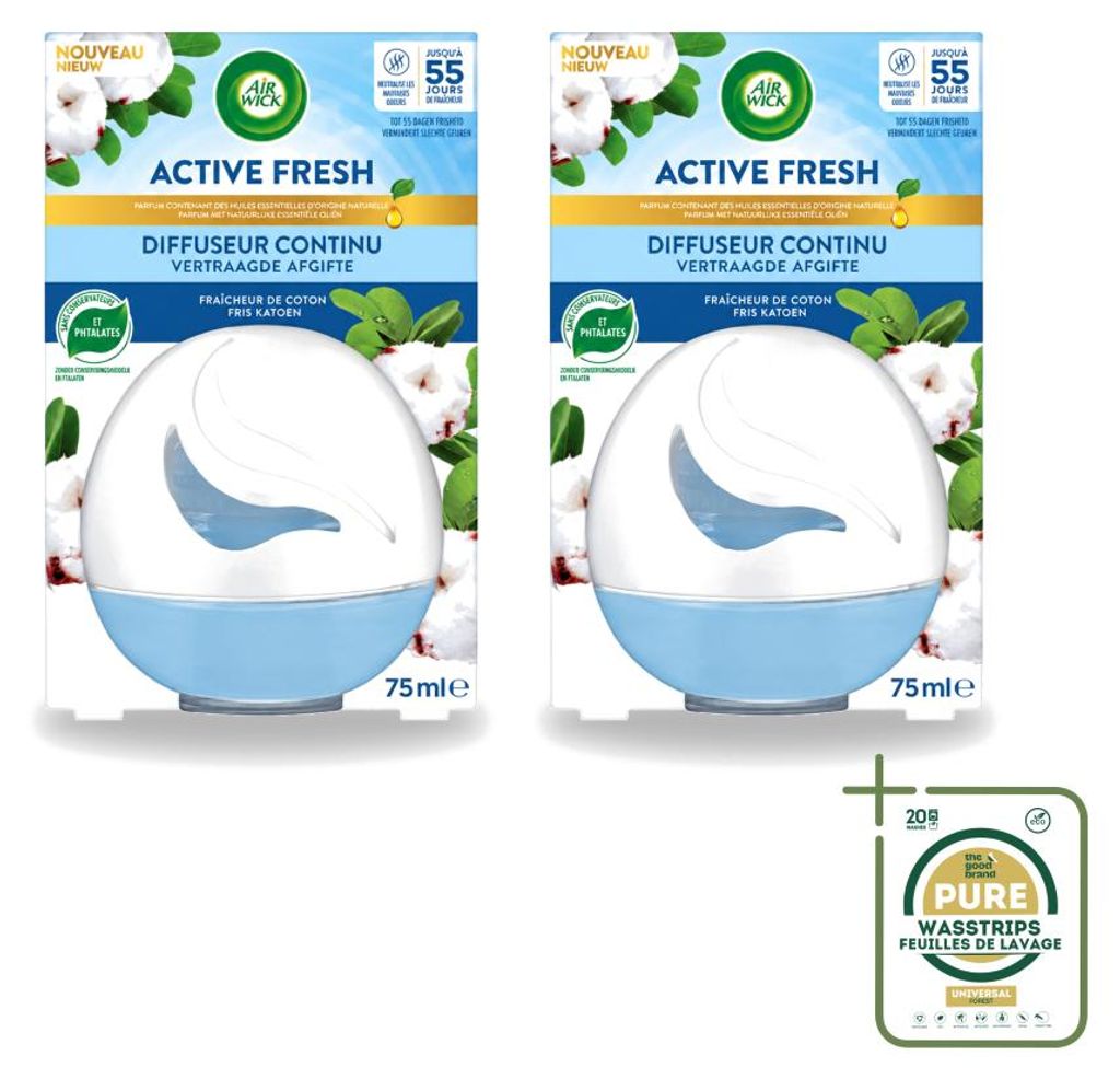 2 x Air Wick Deco Sphere luchtverfrisser katoen, 75 ml - Productafbeelding 