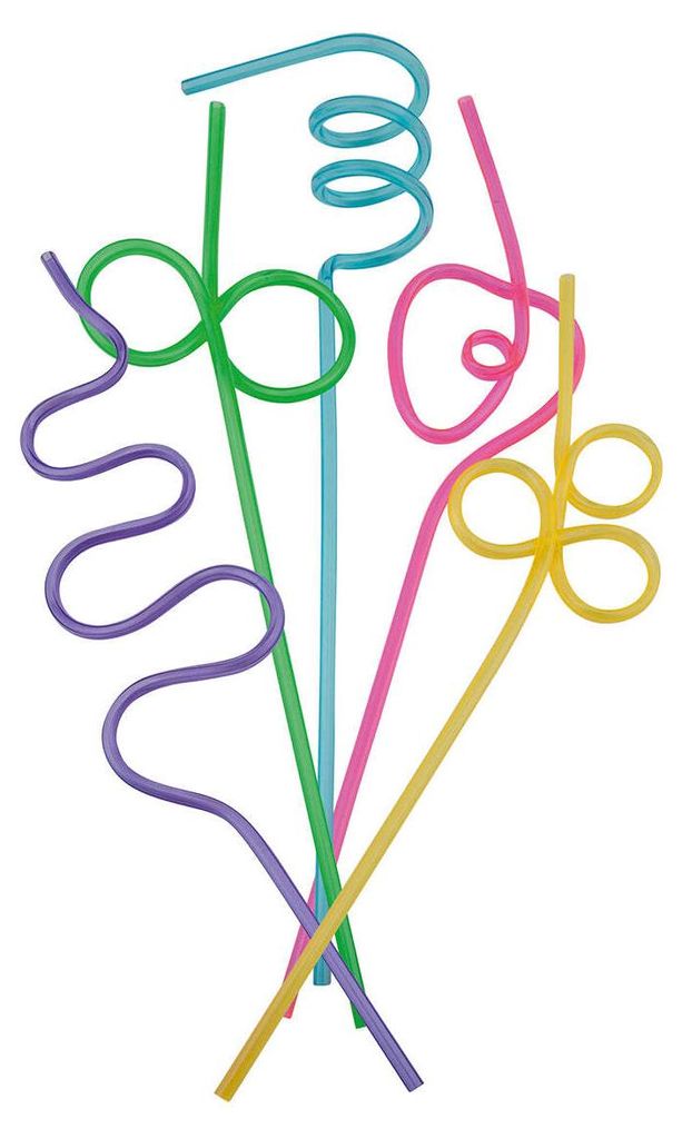5 Verrückten Knoten Flexi Strohhalme bunt 25cm Produktbild 