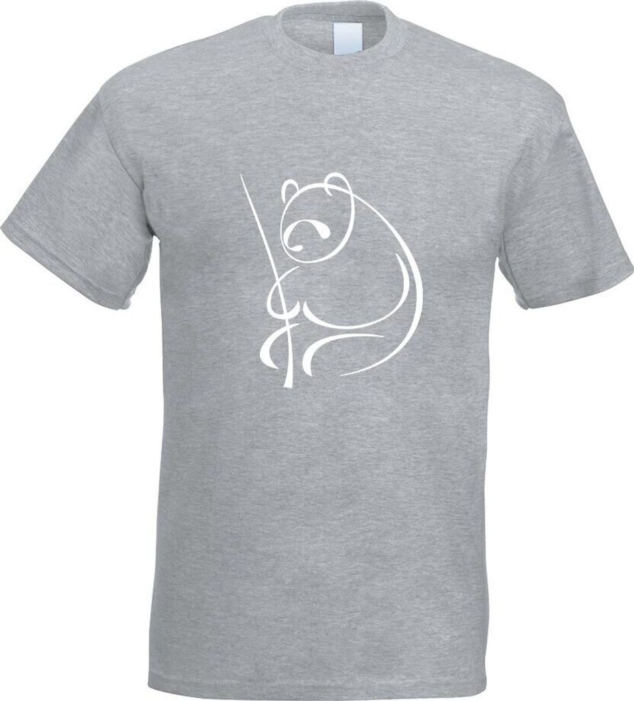 Kiwistar - T-Shirt - Graumeliert - Pandabär Motiv 1 Motiv Bedruckt Funshirt Design Print - mit Motiv Bedruckt - Funshirt Design - Sport - Freizeit...