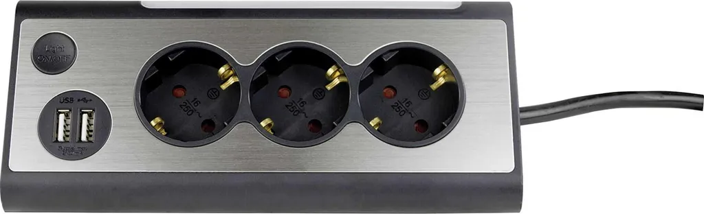 Multiprise REV LIGHT SOCKET avec 3 Prises et 2 Ports USB Intégrés
