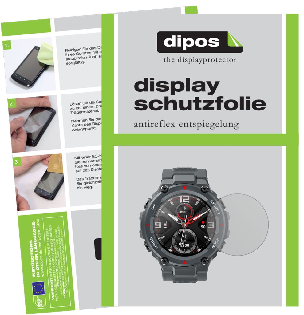 6x Schutzfolie für Amazfit T-Rex Smartwatch matt Displayschutzfolie Folie Display Schutz dipos