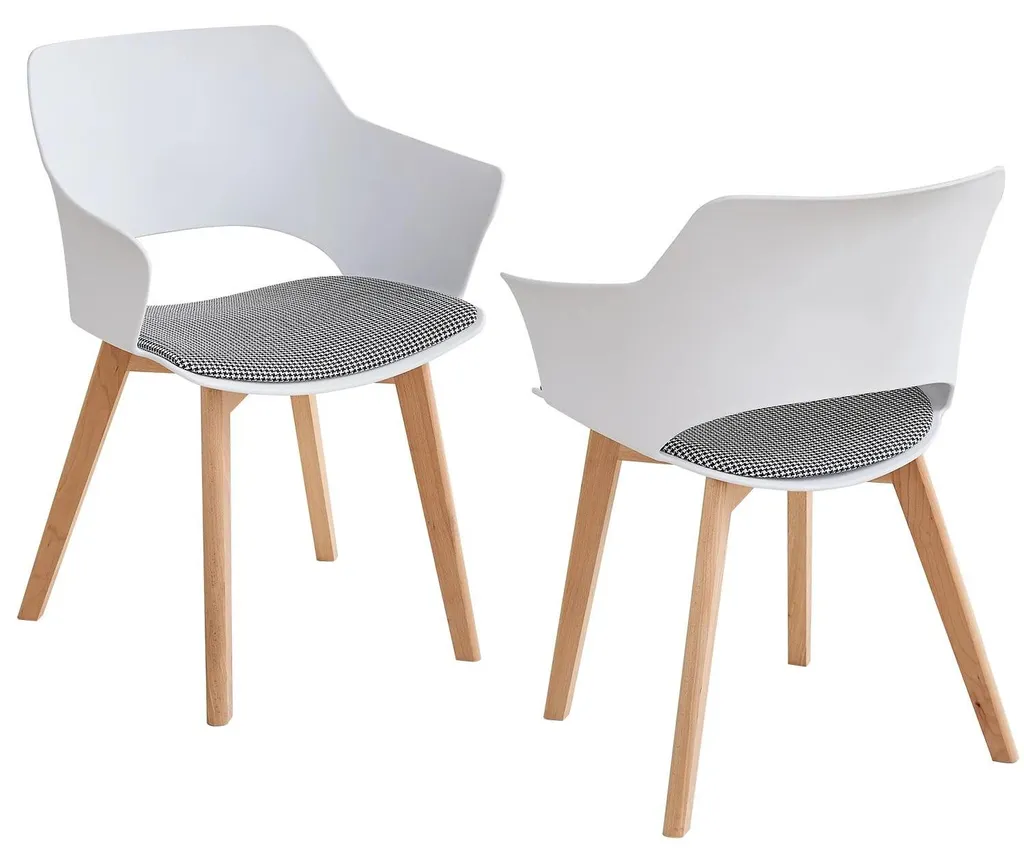 Chaise de cuisine moderne et minimaliste en tissu blanc doux, par 2