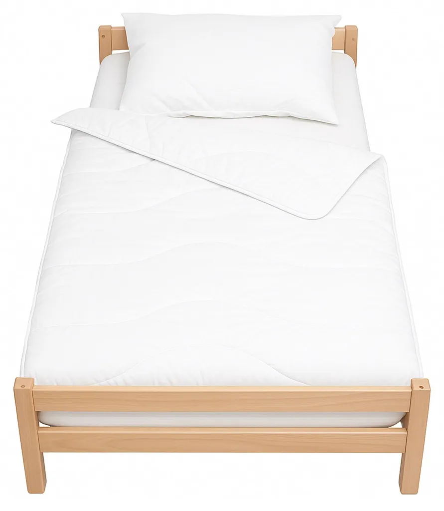 Parure de lit bébé avec couette et oreiller coton 80x120 cm Blanc