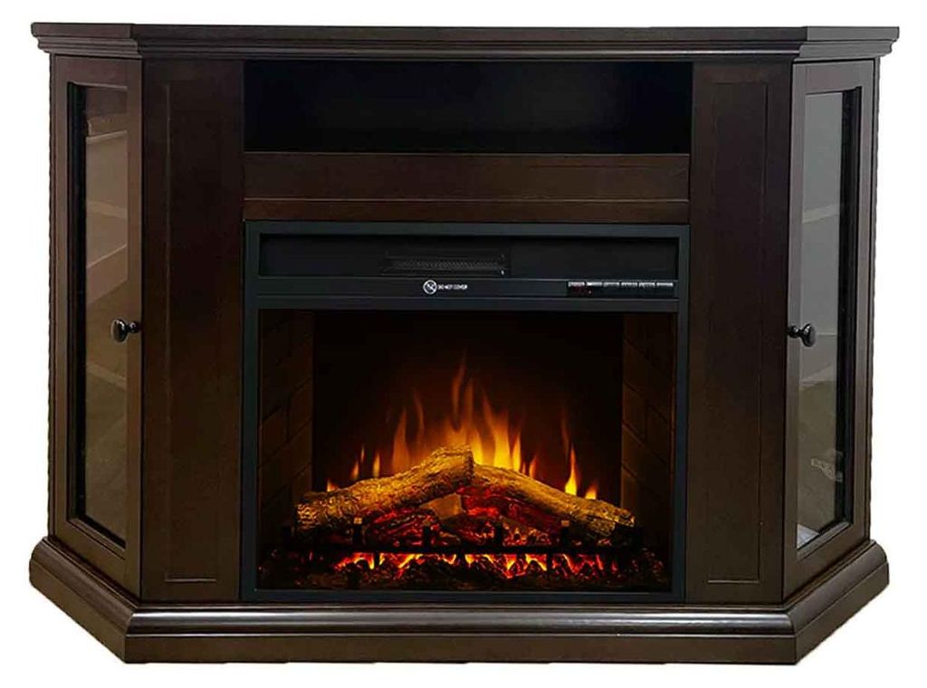 Madison - Elektrischer Eck-Holzboden-Kamin 126x78xH83 cm, Flammeneffekt, Nussbaum Farbe