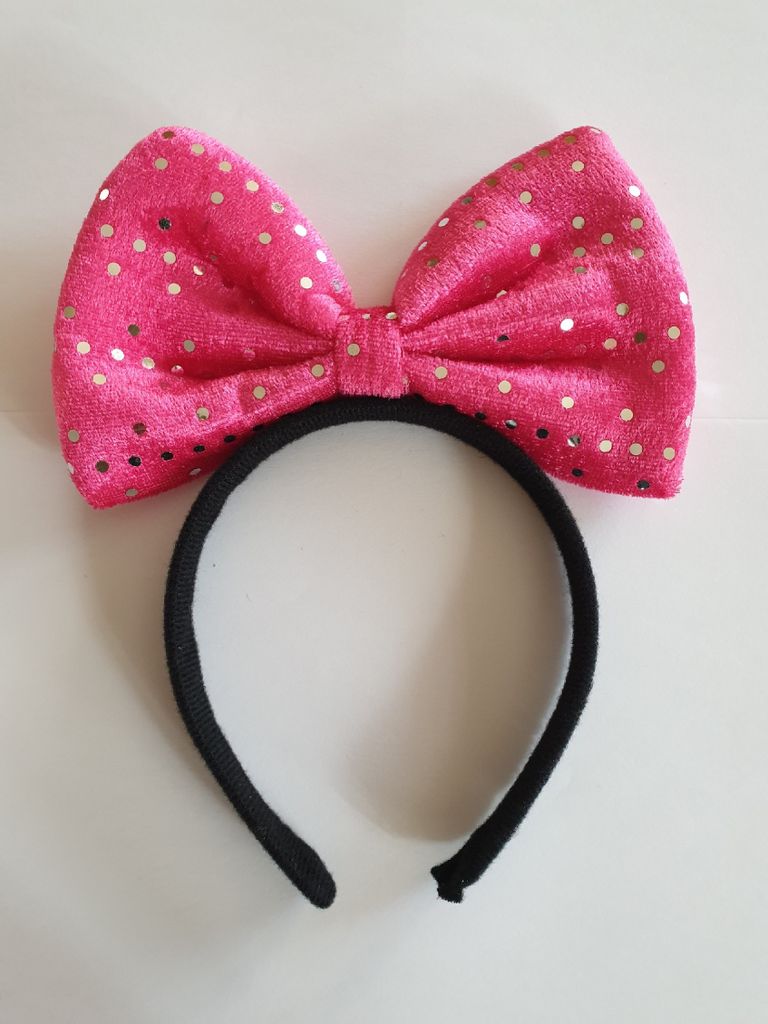 B763068 pink mit Pailletten Kinder Damen Schleifen Haarreif Maus