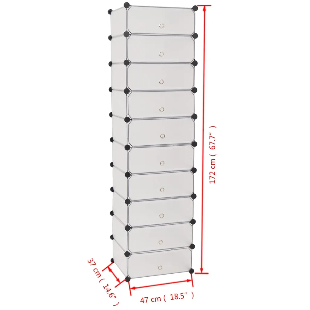 Meuble à chaussures 10 compartiments blanc design pliable compact - 6