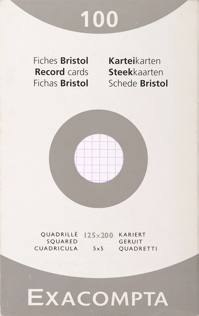 Fiche de Révision Bristol 125x200mm Quadrillée 5x5 pour Étudiants et Pro