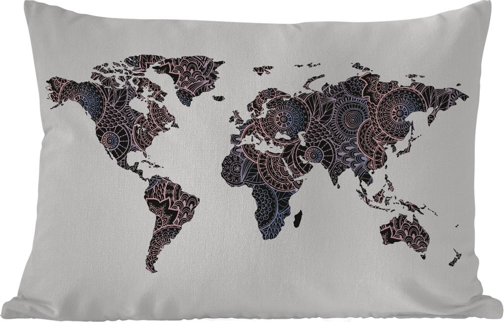 MuchoWow® Outdoor Kissen - Weltkarte - Schwarz - Mandela - Produktbild 