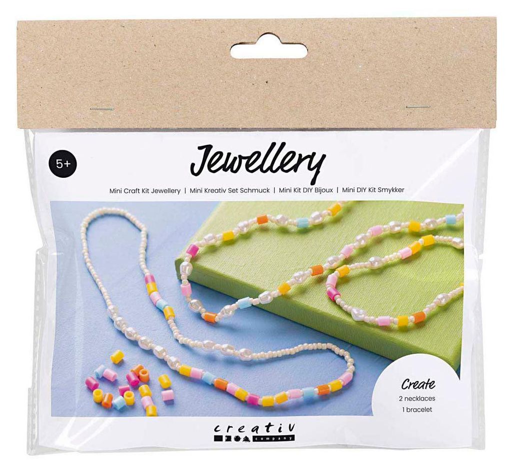Creativ Company Mini-Hobby-Set Schmuck, Halsketten und Armband, verschiedene Farben, 1 Box