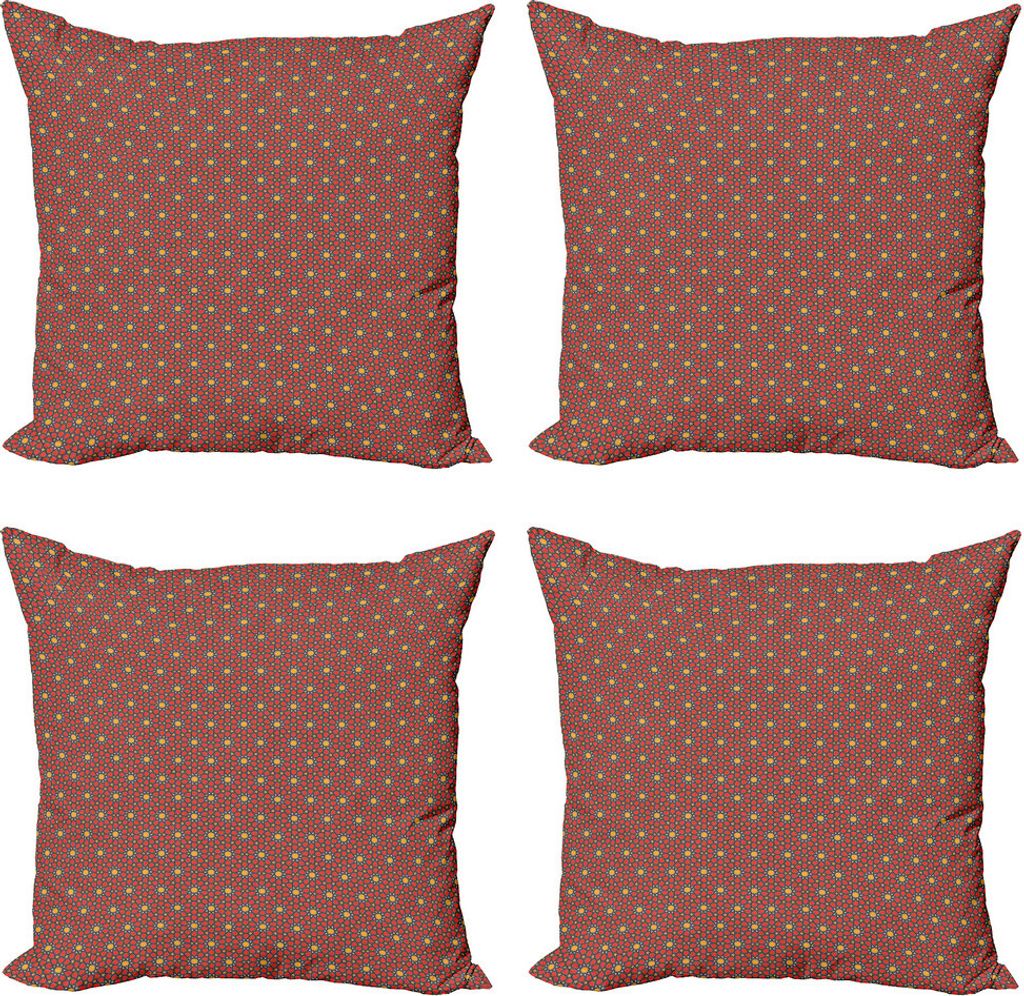 ABAKUHAUS Ethnisch Kissenbezug Set (4 Stück), Klassische Eastern Muster, Moderner Doppelseitiger Digitaldruck, 40 cm x 40 cm, Blasses Orange Dunke...