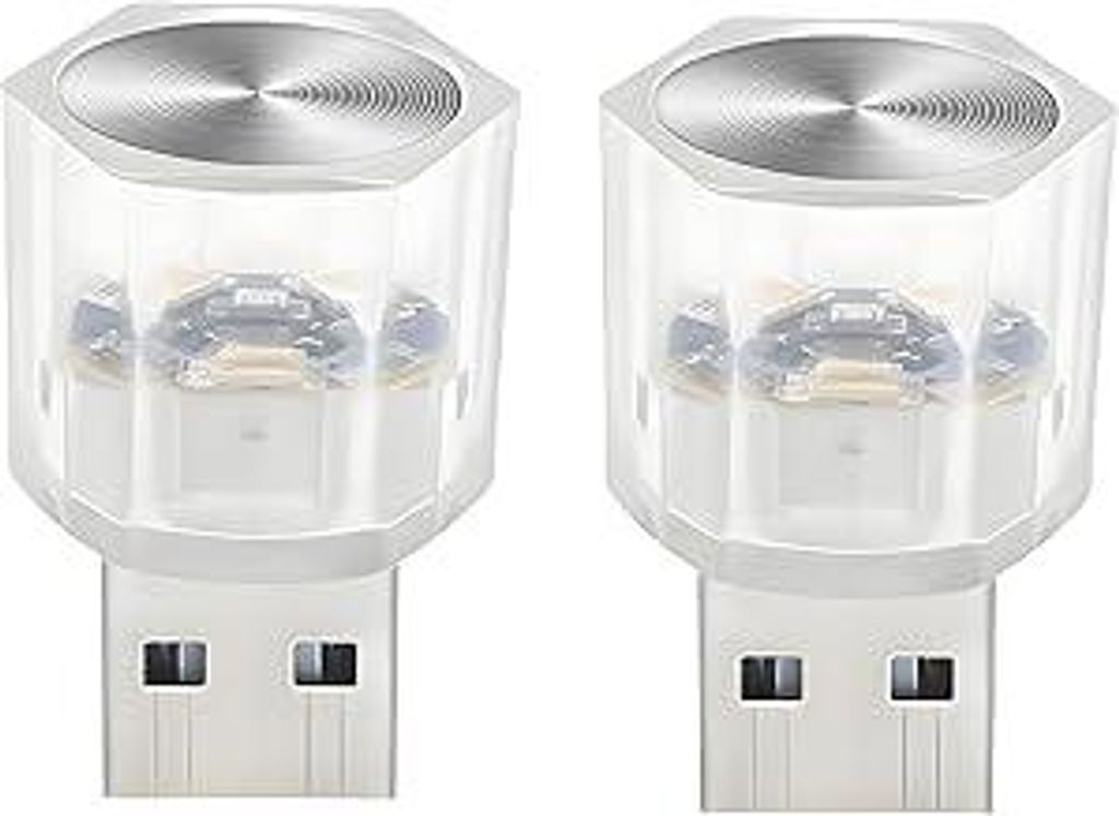 2 Stück Auto LED-Atmosphäre Lichter, Car Mini USB LED Licht, USB Beleuchtung Atmosphäre 7 Farben für Auto, Laptop, Power Bank, Raumatmosphäre,...