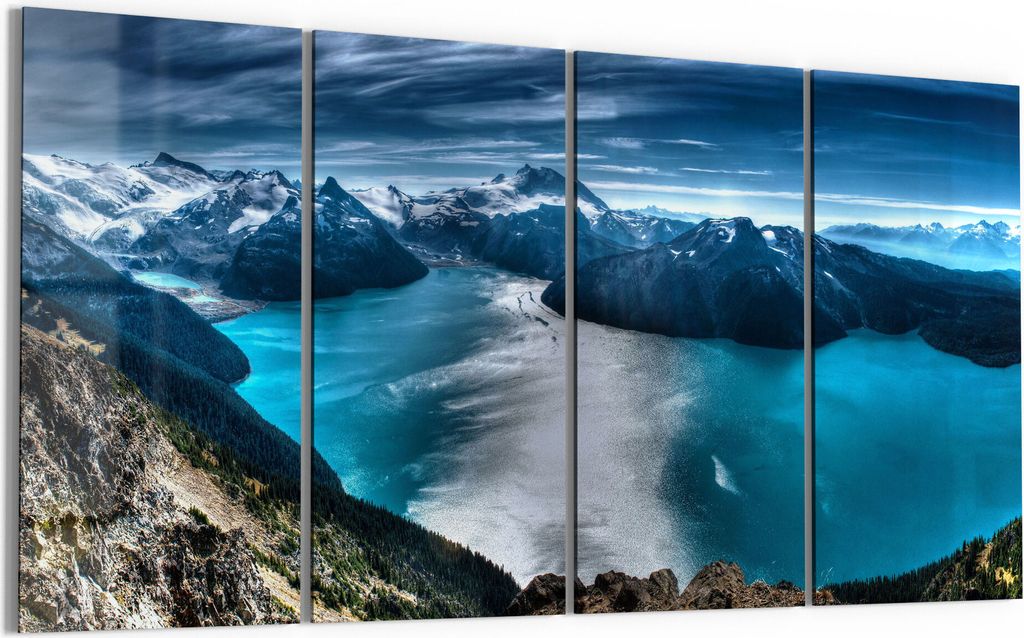 DEQORI Glasbild Echtglas 4x30x60 cm 'Blick auf Lake Garibaldi' Wandbilder XXL groß