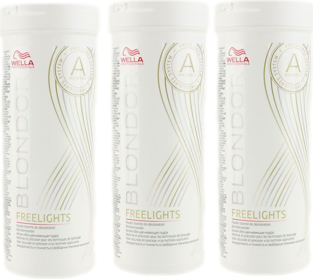 Wella Blondor Freelights 3 x 400 g weißes Blondierpulver Produktbild 