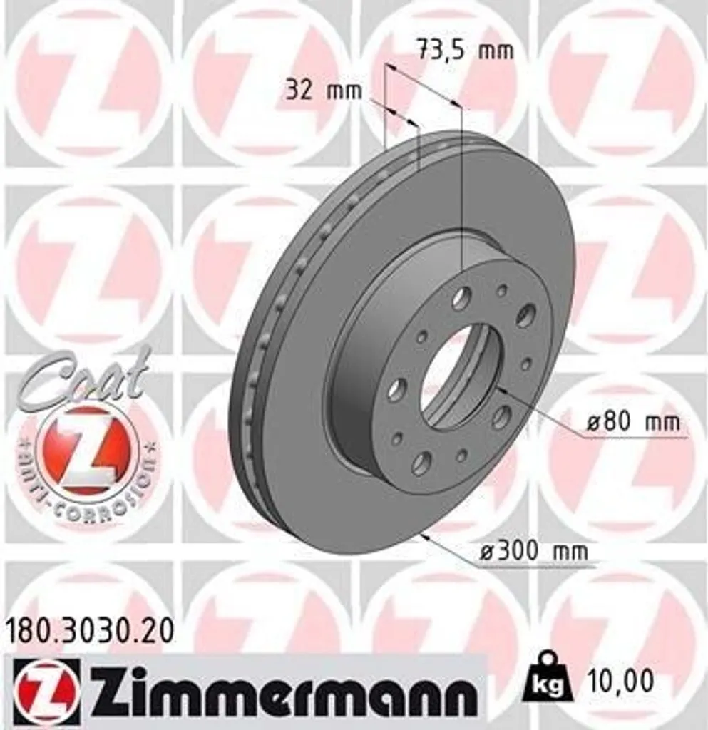 Disque de frein haute résistance Zimmermann 180.3030.20 pour Boxer