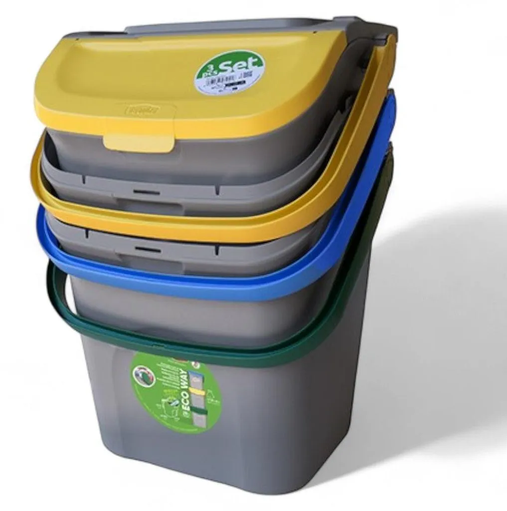 Poubelle de tri sélectif vertical 28L Eco Way pour jardin
