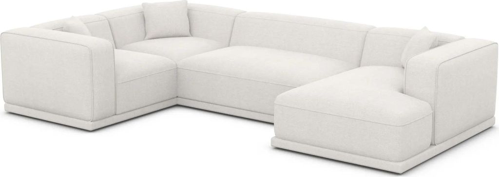 Strukturstoff U-Form XL Wohnlandschaft Diora Weiß Rechts