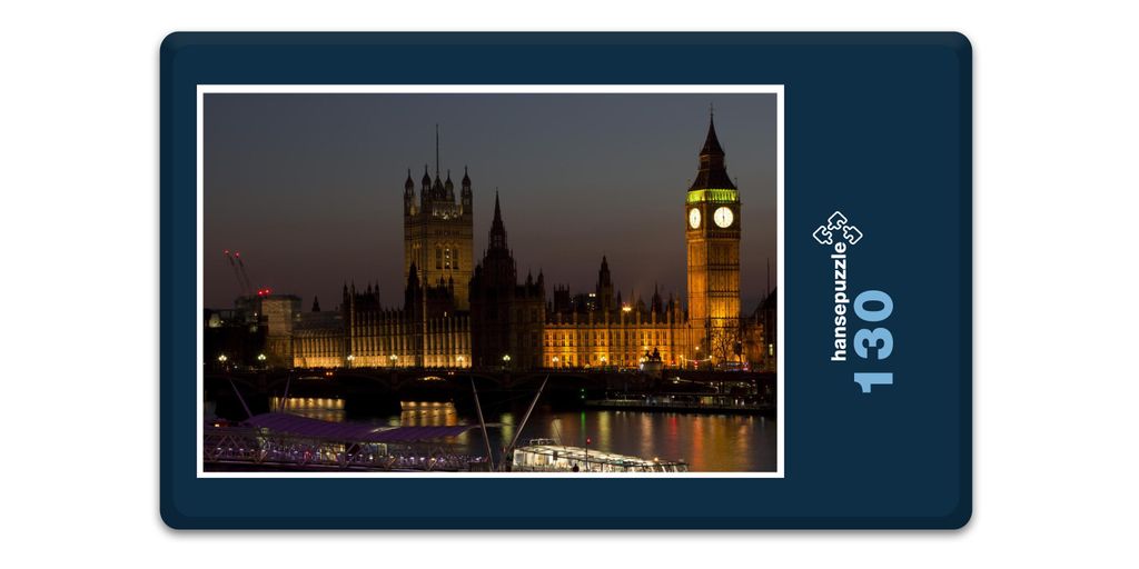 hansepuzzle 17073 - Big Ben Puzzle, 130 Teile, Reisen, 28,7 x 20,0cm mit hochwertiger Aufbewahrung, Kartonbox und wiederverschließbarem Beutel