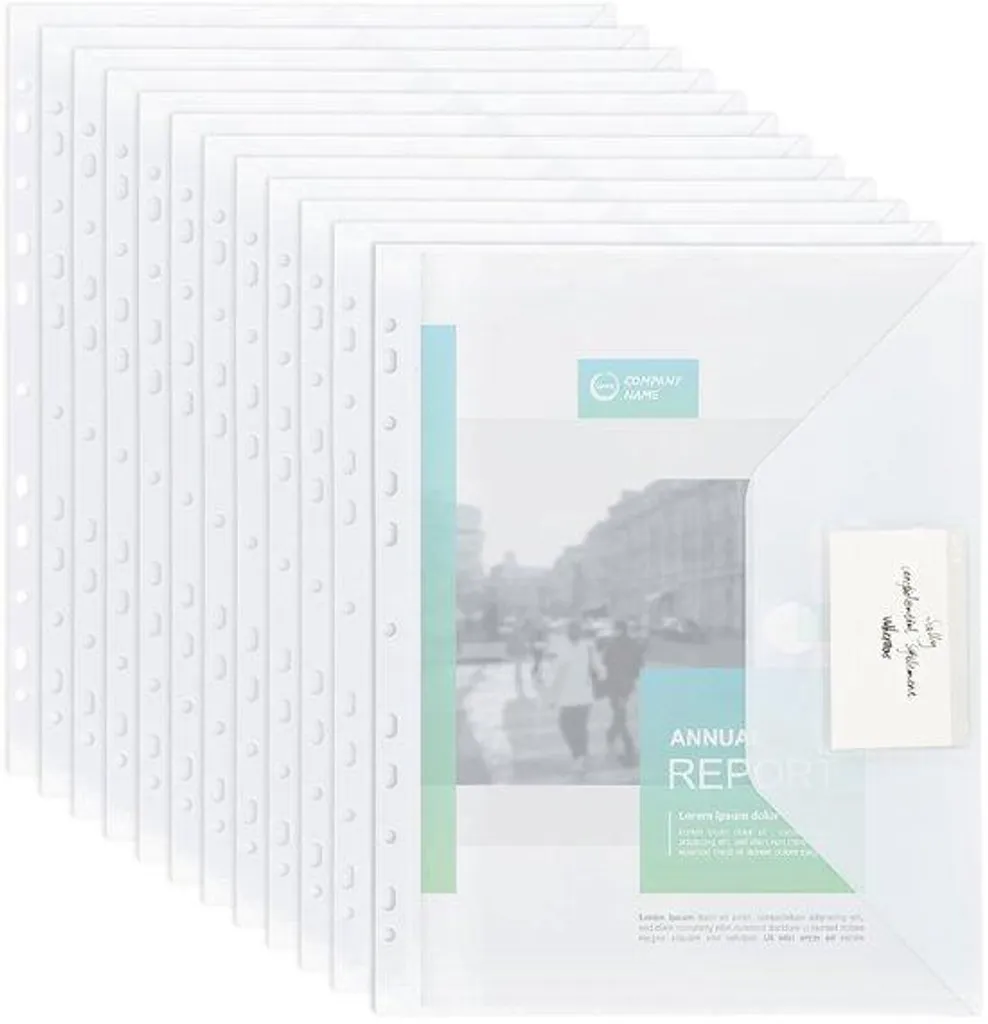 Chemise de Rangement Plastique A4 Translucide Imperméable - Pack de 22 Pcs