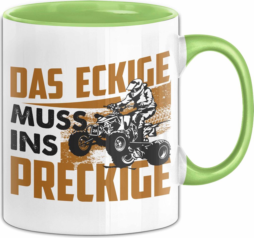 Quad Tasse Geschenk Das Eckige Muss Ins Dreckige Quad-Fahrer Geschenkidee Becher (Grün)