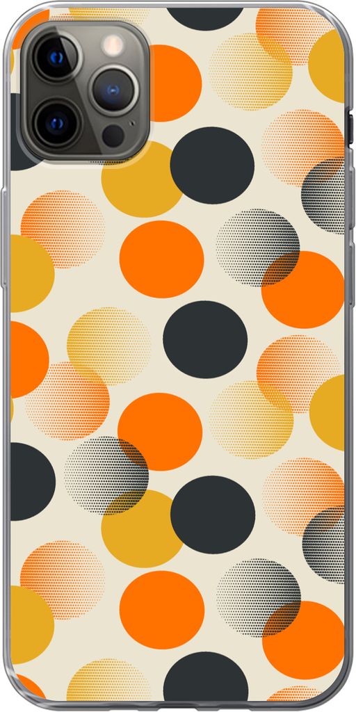 MuchoWow Handyhülle Schutzhülle Hülle für Telefoonhoesje iPhone 12 Pro Max Tupfen - Design - Retro - Orange Silikon Softcase Handy Hülle - H...
