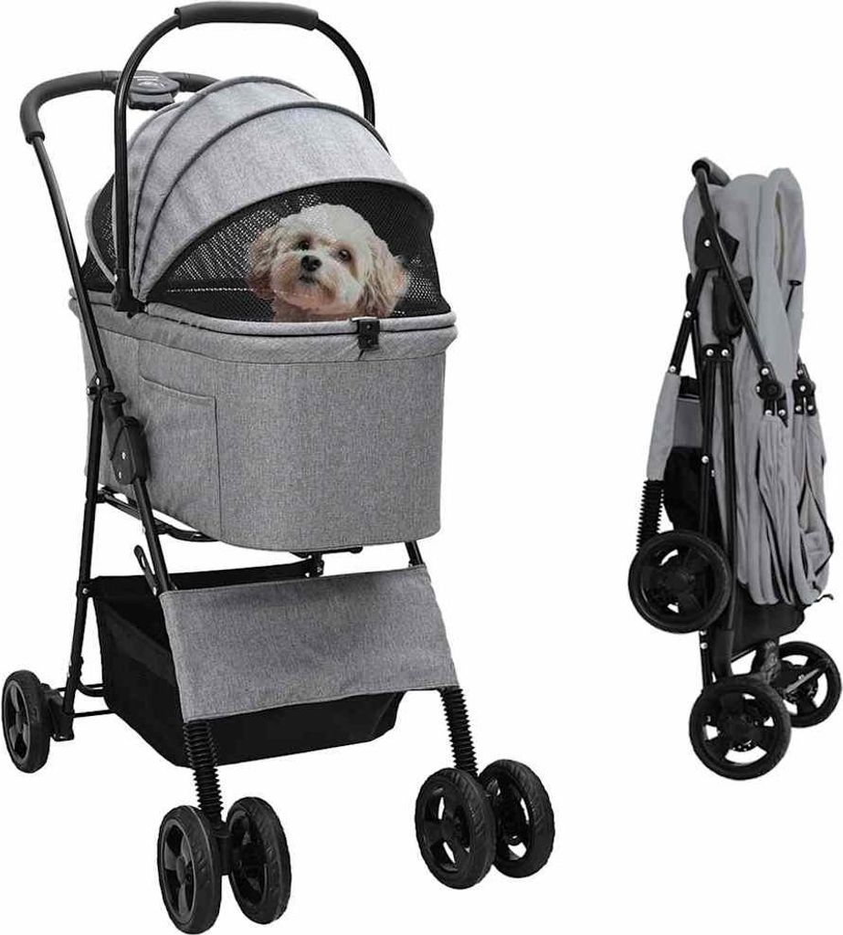 Faltbarer Haustierwagen Grau 81 x 47 x 99 cm Polyester