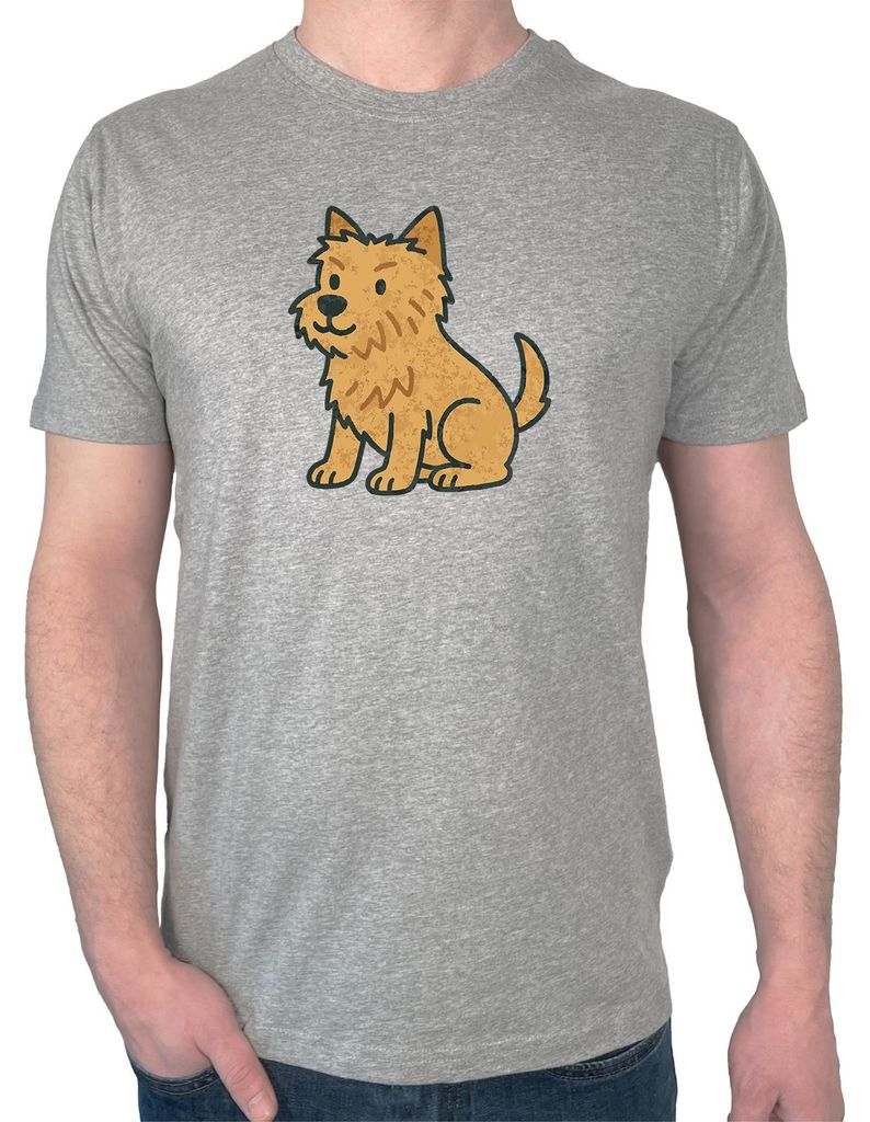 Huuraa Herren T-Shirt Norwich Terrier Comic Nori S Sport Grey Bio Baumwolle Fairtrade Herrenshirt Geschenkidee