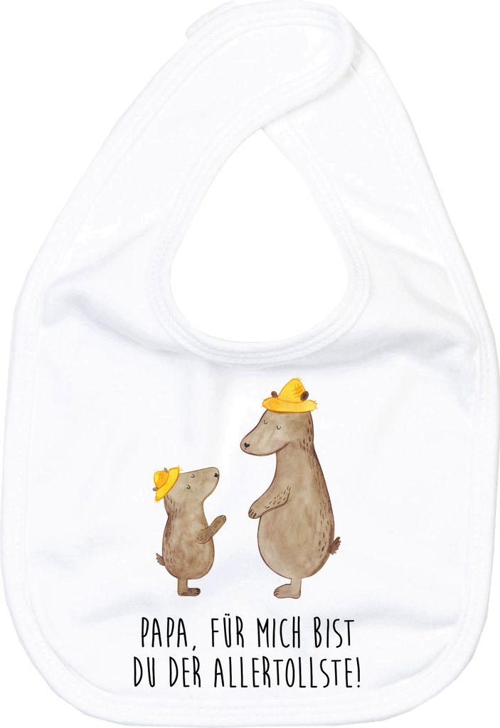 Mr. & Mrs. Panda Sabber Lätzchen Bären mit Hut - Weiß - Geschenk, Vatertag, Für Babys, Baumwolle, Muttertag, Kinderlätzchen, Family, Familie, ...