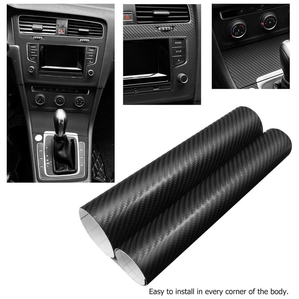 7D Dekorative Auto-Wrap-Folie 1,52 x 18 m, schwarzes Carbon